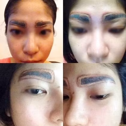 Cô gái này chắc chắn không bao giờ dám xăm lông mày lần nào nữa. 