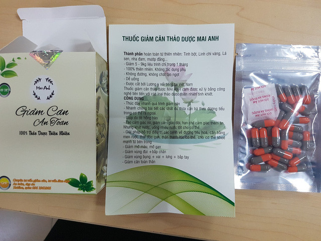 Thảo dược giảm cân Mai Anh còn in trên nhãn mác là “thuốc”. Ảnh: ĐGCC.