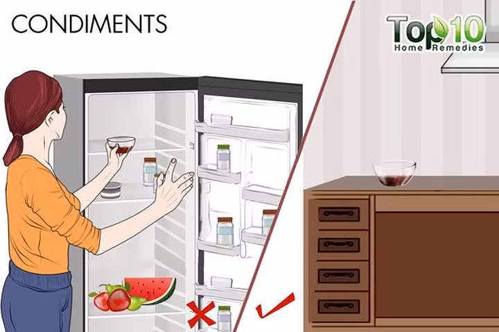 Gia vị: Các gia vị như sốt cà chua và mù tạc được sử dụng trong nhiều gia đình. Sau khi mở một chai gia vị, nên để trong tủ lạnh để tăng thời hạn sử dụng. Nhiệt độ mát mẻ giúp duy trì hương vị và độ tươi của gia vị trong nhiều tháng.