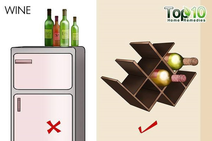 Rượu vang: Nếu chai rượu không được bảo quản đúng cách, bạn sẽ không bao giờ có thể thưởng thức hương vị ban đầu của nó. Nếu chai rượu có nút chai, bạn phải giữ cho nút chai ẩm. Khi nút chai khô, không khí sẽ dễ dàng vào chai và rượu sẽ sớm bị hỏng. Khi một chai rượu vang được mở ra cố gắng sử dụng nó trong vòng vài ngày.