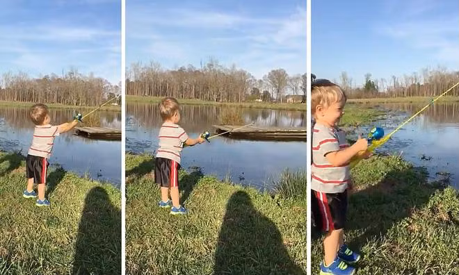 Buổi đi câu của gia đình nhỏ.