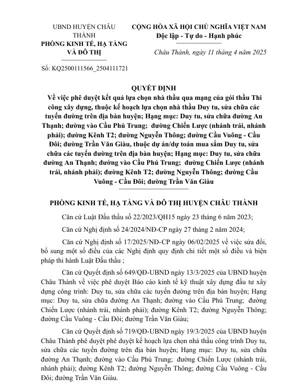 Long An: Một ngày, Cty An Lộc Long trúng 2 gói xây lắp tại Châu Thành - Hình 4 Long An: Mot ngay, Cty An Loc Long trung 2 goi xay lap tai Chau Thanh-Hinh-4