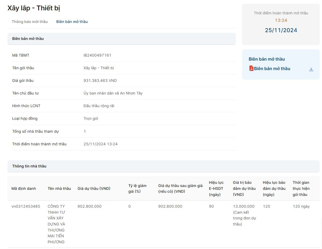 TP HCM: Cty Tiến Phương trúng gói thầu xây lắp tại An Nhơn Tây? TP HCM: Cty Tien Phuong trung goi thau xay lap tai An Nhon Tay?