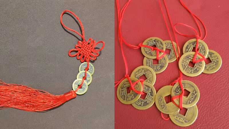  Tiền xu phong thuỷ: Tiền xu phong thủy, được nhiều người tôn sùng như một linh vật phong thủy trong việc cải thiện tài chính, là một vật phẩm may mắn tối ưu cho việc bảo quản tiền bạc và tăng cường vượng khí cho tài sản. Nó đã trở thành một phần không thể thiếu trong thói quen hàng ngày của nhiều người, nhờ vào ý nghĩa phong phú và sức mạnh tinh thần mà nó mang lại.