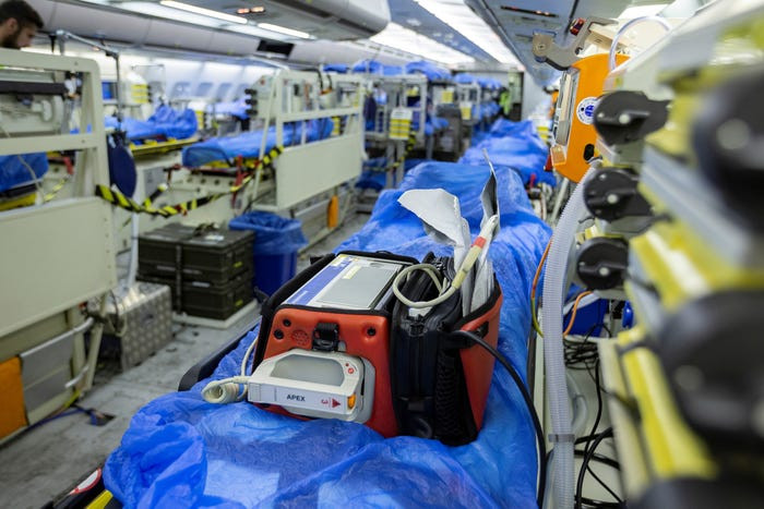 Sáu phòng cách ly trên máy bay A310 bao gồm 6 giường ICU hiện đại để phục hồi chức năng sau chấn thương, bệnh nhân có thể hoàn toàn yên tâm khi được chuyên chở trên máy bay này. Nguồn ảnh: BI.