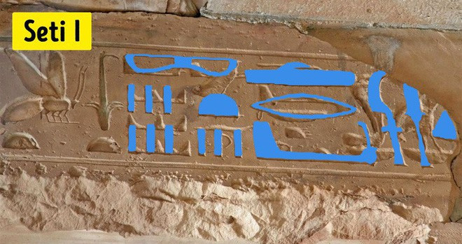 Theo nhà khảo cổ này, những chữ tượng hình trên thực chất là tên của pharaoh Seti I và con trai là Ramesses II. Tên của nhà vua Ramesses II được khắc chồng lên tên cha mình sau khi ông băng hà. Mời quý độc giả xem video: Thụy Sĩ mở lớp dạy ngôn ngữ của người ngoài hành tinh (nguồn: VTC14).
