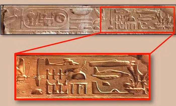 Tuy nhiên, một quan điểm khác cho rằng, những chữ tượng hình giống phương tiện hiện đại như máy bay, tàu ngầm thực chất là "tác phẩm" của một nền văn minh tiên tiến không phải của con người.