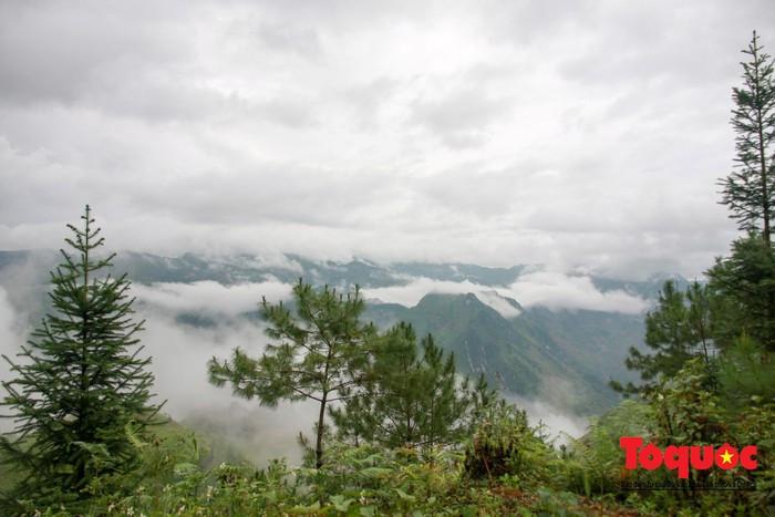 Đặc sản của cung đường đèo Mã Pì Lèng là những biển mây xen giữa những vách đá tai mèo.