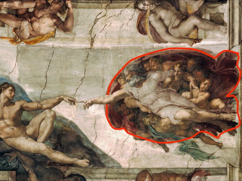 Bức tranh "Creation of Adam" trên trần nhà nguyện Sistine đã miêu tả chính xác đến khó tin hình dạng bộ não của con người. Phải chăng điều ấy phản ánh quan điểm của Michelangelo, tức là Chúa là sự sáng tạo của bộ não con người? Không ai có thể khẳng định được điều đó nhưng phát hiện thú vị này đã cho thấy cái nhìn mới mẻ về một trong những tác phẩm kinh điển nhất trong lịch sử.