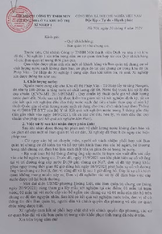 Duong nuoc sinh hoat KDT Phap Van - Tu Hiep day giun san: Cac ben lien quan noi gi?