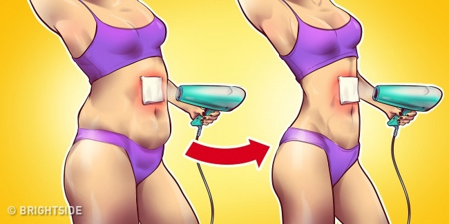 Cuối cùng, bạn có thể sử dụng muối, gừng hoặc miếng sưởi ấm để làm cơ thể đổ mồ hôi, đốt cháy mỡ thừa. Ảnh: Brightside.