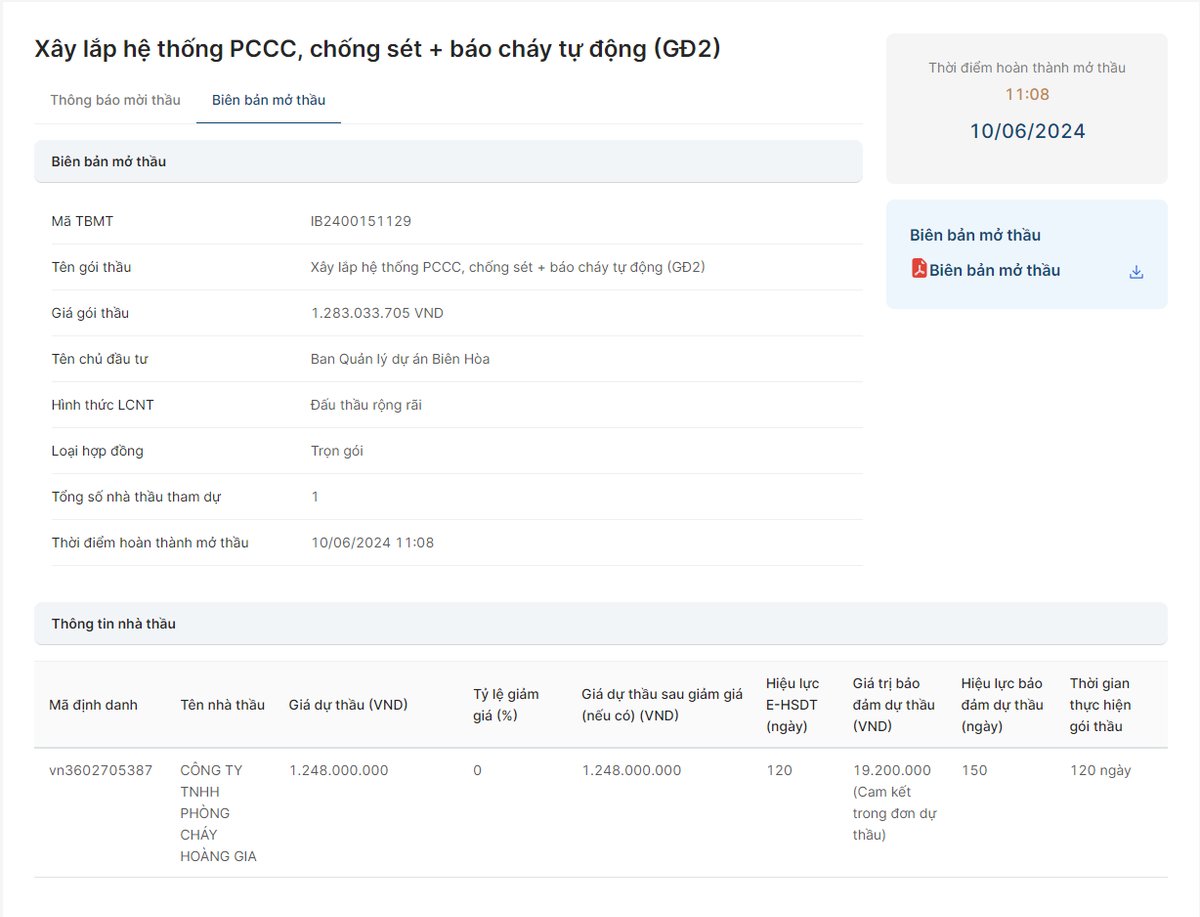 Đồng Nai: Gói thầu PCCC trường Tân Hạnh có về tay Hoàng Gia? Dong Nai: Goi thau PCCC truong Tan Hanh co ve tay Hoang Gia?