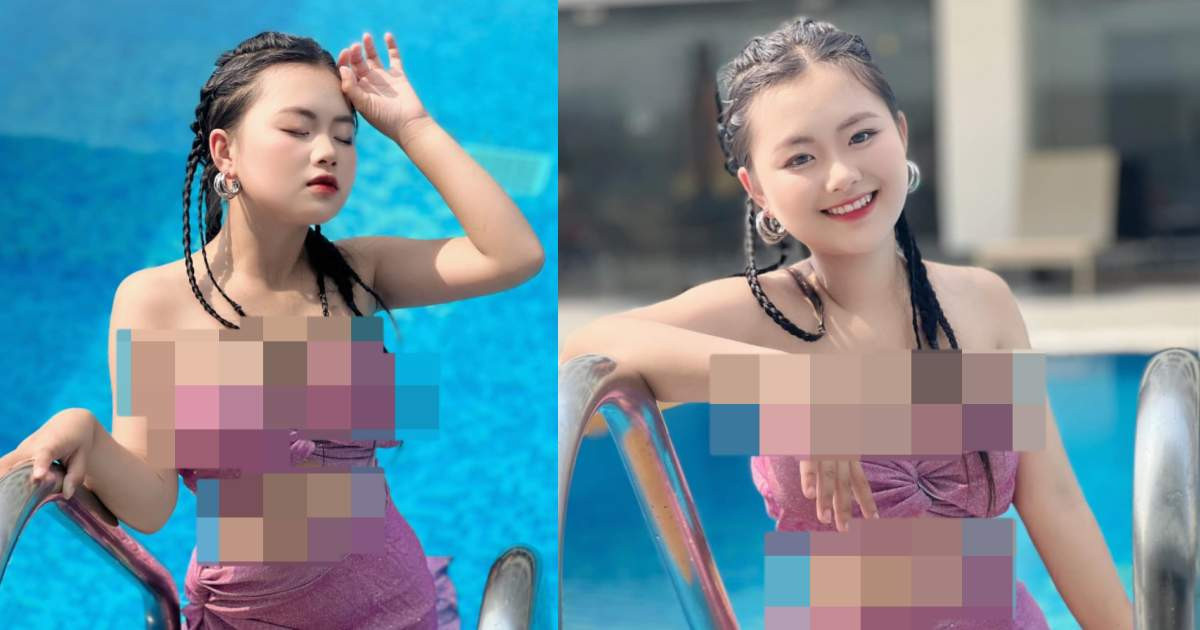 Trước đó, bộ ảnh hồ bơi của Phúng Phính còn làm dân mạng hết hồn bởi nó không phù hợp với lứa tuổi.