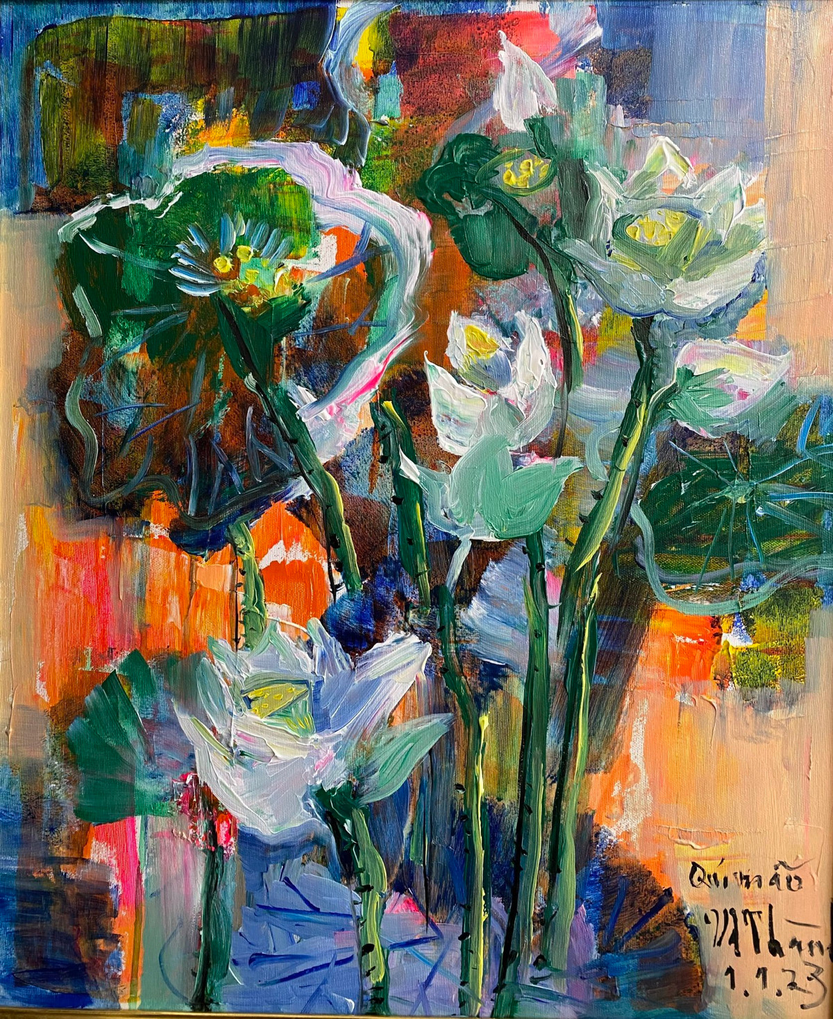 Chia sẻ về mối duyên kết hợp cùng họa sĩ Julia Oh trong triển lãm lần này, họa sĩ Văn Dương Thành cho biết: “Julia đến với cuộc đời tôi sau khi chị đọc tờ tạp chí về Mỹ thuật Việt Nam tại Hàn Quốc. Chị đã sang Hà Nội và tìm đến thăm tôi. Chị mong ước được vẽ tranh tại Việt Nam và hỏi nếu tôi có thể truyền đạt cho chị một số kiến thức hàn lâm về mỹ thuật. Tôi nhận thấy ở chị một tình yêu tha thiết đối với hội họa và ước mong rất mãnh liệt được thể hiện những cảm xúc của mình với thiên nhiên, đất trời và tình yêu đối với con người”.