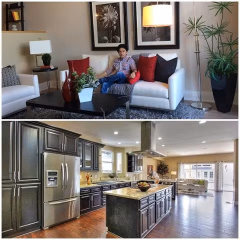 Phòng khách nhà giọng ca Kiếp ve sầu được thiết kế với tông chủ đạo trắng đen, nội thất mang đậm chất nghệ thuật. Gian bếp được trang trí với đồ dùng gỗ cao cấp sang trọng. Tuy nhiên, cuối tháng 9/2014, cặp đôi đang rao bán với giá 849 nghìn USD (tương đương gần 18 tỷ đồng). Ảnh: Zing.