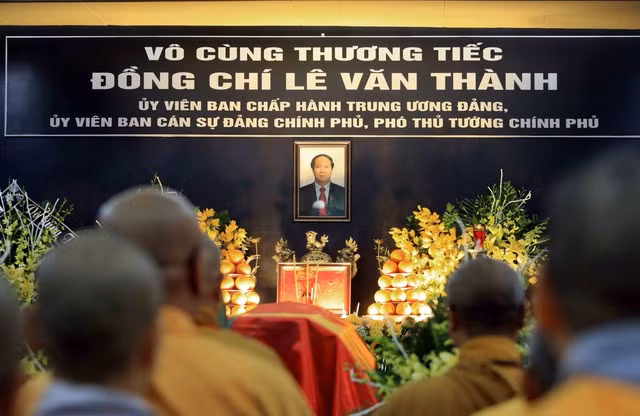 Lễ truy điệu đồng chí Lê Văn Thành, Ủy viên Trung ương Đảng, Ủy viên Ban Cán sự Đảng Chính phủ, Phó Thủ tướng Chính phủ được tổ chức trọng thể vào hồi 7 giờ 00 phút, thứ Bảy, ngày 26/8/2023. Sự ra đi của đồng chí Lê Văn Thành là một tổn thất lớn đối với Đảng, Nhà nước, Nhân dân ta và gia quyến. Ảnh VGP/Đức Tuân.