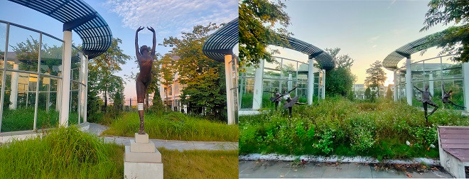 Công viên được bố trí rất nhiều bức tượng biểu tượng mô phỏng cho nghệ thuật và sự uyển chuyển của các nghệ sĩ. 