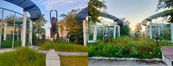 Công viên được bố trí rất nhiều bức tượng biểu tượng mô phỏng cho nghệ thuật và sự uyển chuyển của các nghệ sĩ. 