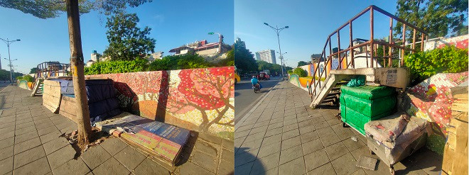 Không chỉ tập kết rác thải, nhiều khu vực trên con đường còn biến thành nơi cất đồ đạc.