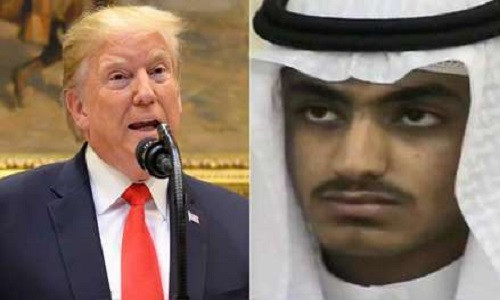 Theo hãng thông tấn Reuters, trong một tuyên bố của Nhà Trắng ngày 14/9, Tổng thống Trump (trái) cho biết Hamza bin Laden (phải), con trai của trùm khủng bố al-Qaeda Osama bin Laden, đã bị tiêu diệt trong chiến dịch chống khủng bố của Mỹ. Ảnh: En24.