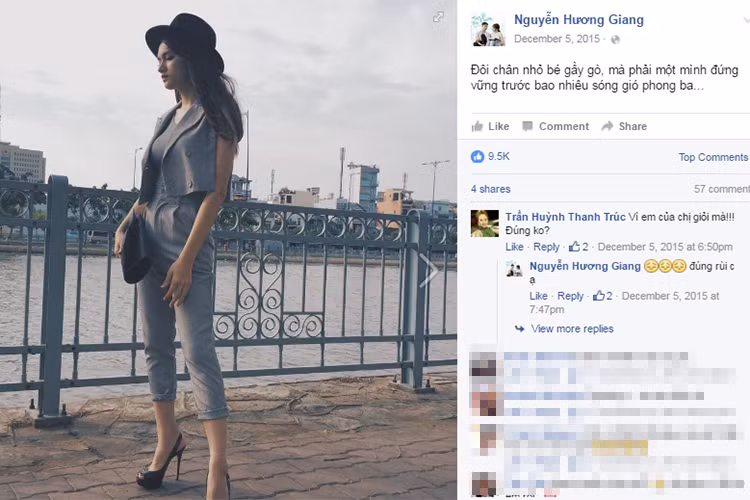 Từ cuối năm 2015, tin đồn Hương Giang và Criss Lai chia tay xuất hiện khi nữ ca sĩ chuyển giới thường xuyên đăng tải dòng chia sẻ đầy tâm trạng. (Ảnh: FBNV) 