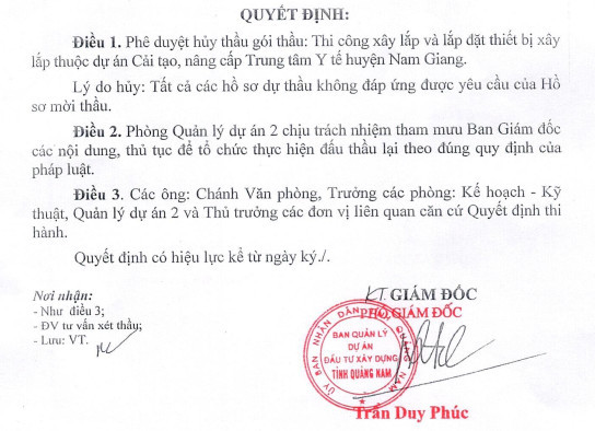 BQL du an DTXD Quang Nam len tieng ve phan anh 