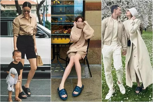 Giọng ca "Cô Đơn Trên Sofa" không dưới 4 lần trưng diện đôi dép đắt đỏ xuống phố. Hà Hồ thậm chí còn từng chia sẻ, đôi dép thích hợp đi mùa mưa lũ ở Sài Gòn.