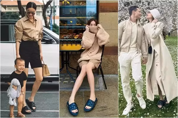 Giọng ca "Cô Đơn Trên Sofa" không dưới 4 lần trưng diện đôi dép đắt đỏ xuống phố. Hà Hồ thậm chí còn từng chia sẻ, đôi dép thích hợp đi mùa mưa lũ ở Sài Gòn.