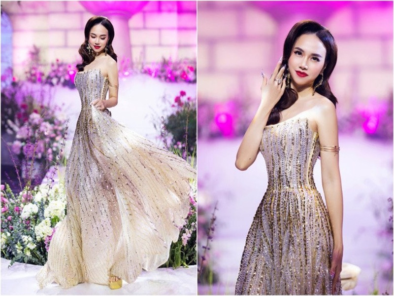 Nữ diễn viên đẹp như nữ thần trên sàn catwalk. Ảnh: Phụ nữ Việt Nam