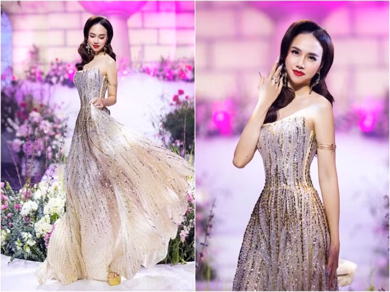 Nữ diễn viên đẹp như nữ thần trên sàn catwalk. Ảnh: Phụ nữ Việt Nam