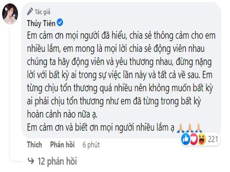 Nữ ca sĩ mong muốn khán giả đừng nặng lời với bất kỳ ai trong sự việc lần này và tất cả về sau. Ảnh chụp màn hình