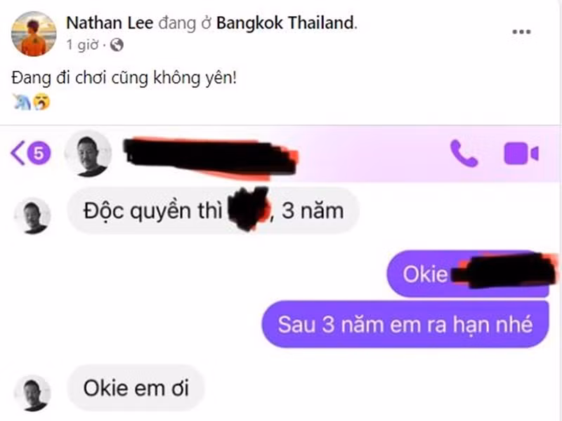Sau khi Thủy Tiên phủ nhận “dùng chùa” bài hát, Nathan Lee đăng tải ảnh chụp tin nhắn với nhạc sĩ Quốc Bảo để làm bằng chứng đã mua độc quyền ca khúc “Giấc mơ tuyết trắng” trong 3 năm. Ảnh chụp màn hình
