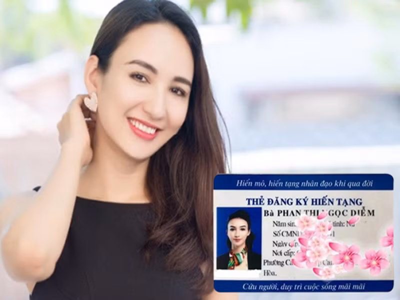 Vào tháng 4/2019, Ngọc Diễm chia sẻ hình ảnh thẻ đăng ký hiến tạng cùng lời chia sẻ lời bài hát "Sống như những đóa hoa". Ảnh: Vietnamnet