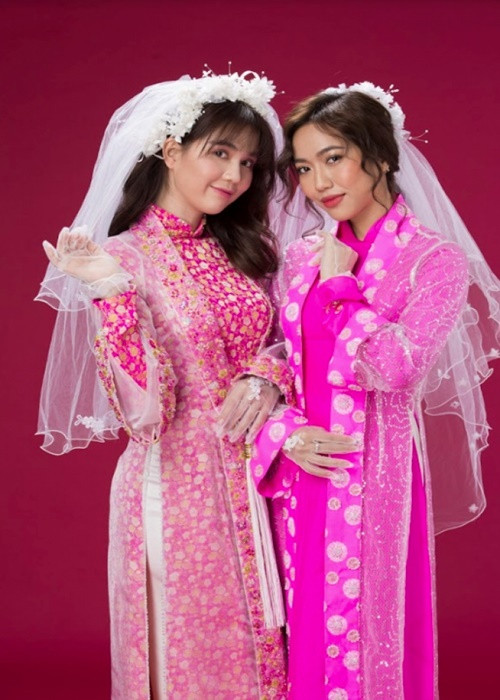 Sau khi đóng chung phim "Vu quy đại náo" quay năm 2018, Ngọc Trinh và Diệu Nhi trở nên thân thiết. Ảnh: Người đưa tin