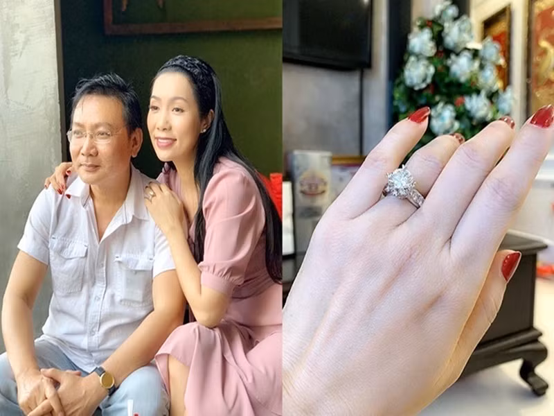 Doanh nhân Trấn Phương không ít lần tặng Trịnh Kim Chi món quà giá trị. Valentine 2019, Trịnh Kim Chi được chồng tặng nhẫn kim cương. Ảnh: FBNV
