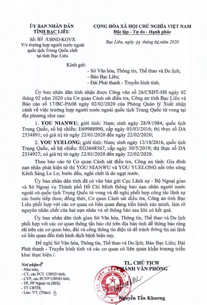 Bac Lieu: 2 cha con nguoi Trung Quoc tu vong duoi kenh