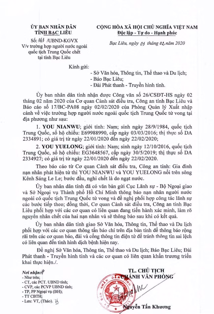 Bac Lieu: 2 cha con nguoi Trung Quoc tu vong duoi kenh