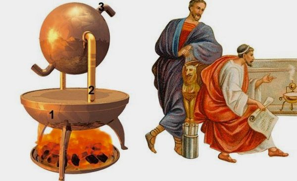 Hơi nước từ bình chứa nước được đun sôi phía dưới sẽ đi lên theo hai ống trục để tiến vào quả cầu và thoát ra ngoài qua hai ống phun đặt đối diện. Lực phun hơi sẽ tạo ra momen giúp quả cầu quay xung quanh trục của nó.