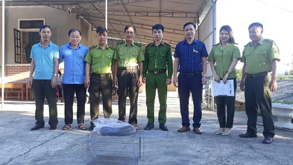 Ngay chiều đó, Hạt Kiểm lâm huyện Kỳ Anh, Ban Giám hiệu Trường THCS Kỳ Sơn đã phối hợp, bàn giao cá thể rắn hổ mang chúa này cho Vườn quốc gia Vũ Quang để thả về môi trường tự nhiên.