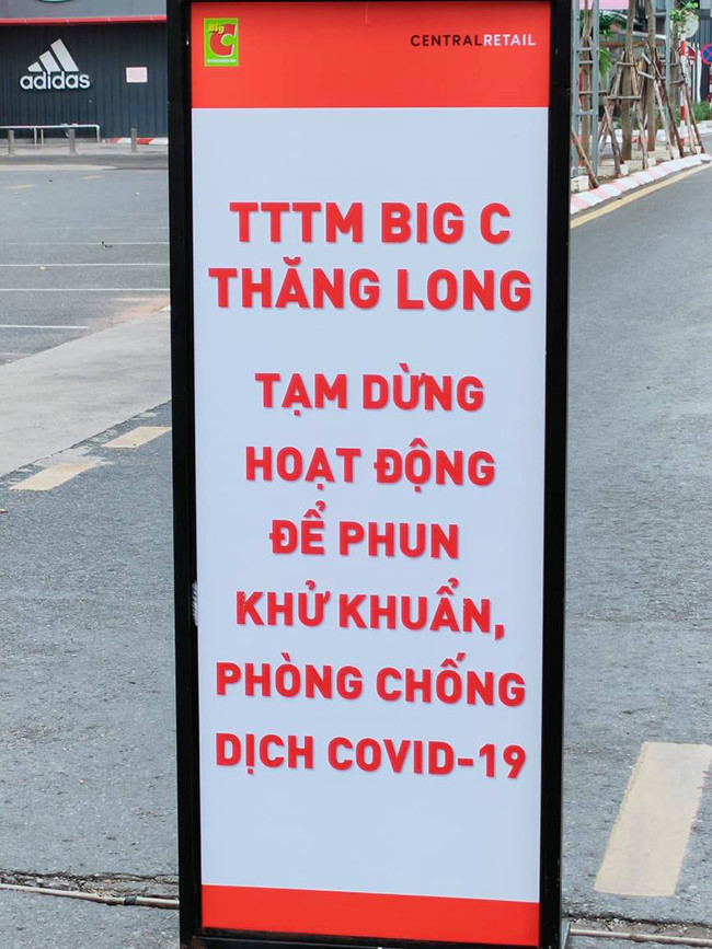 Thông báo tạm dừng hoạt động của trung tâm thương mại Big C Thăng Long.
