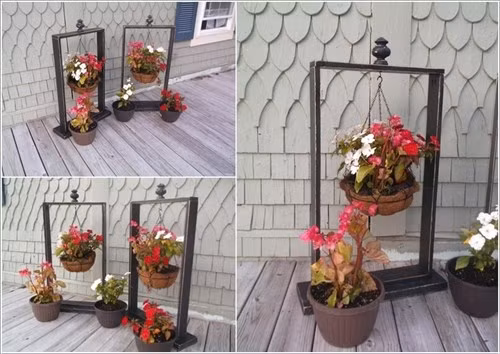 Làm khung giá treo bằng gỗ và bố trí một khu vực trang trí với bố cục hợp lý.