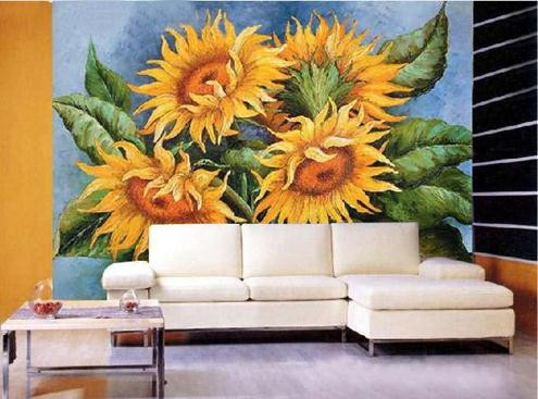 2. Tranh hoa hướng dương: Trong các loại tranh treo trong phòng khách, tranh hoa hướng dương là lựa chọn số 1 cho căn phòng khách thiếu ánh sáng.