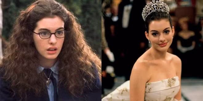Màn lột xác ấn tượng của công chúa Genovia do Anne Hathaway đảm nhận trong The Princess Diaries (Nhật ký công chúa) khiến khán giả ngỡ ngàng.