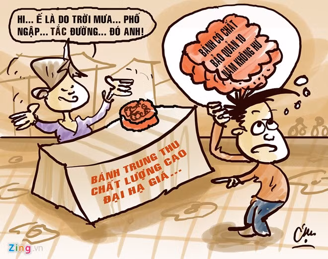 Lý giải nguyên nhân ế khách, các chủ quầy cho rằng, do thời tiết TP HCM mưa, ngập liên tục vào giờ cao điểm nên khách ngại vào mua. Ngoài ra năm nay nhiều quầy mở bán sớm nên hiện tại bánh bị bão hoà về sức tiêu thụ...