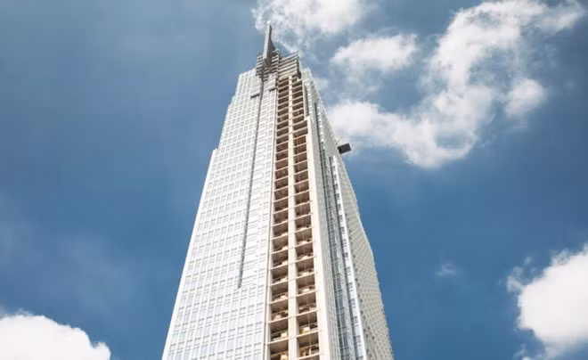 4. Tháp VietcomBank Địa điểm: TP HCM Chiều cao: 205 m Trụ sở mới của Vietcombank rộng 55.000 m2 và sẽ nhìn ra sông Sài Gòn. Dự kiến, tháp sẽ chính thức đi vào hoạt động trong năm 2015.