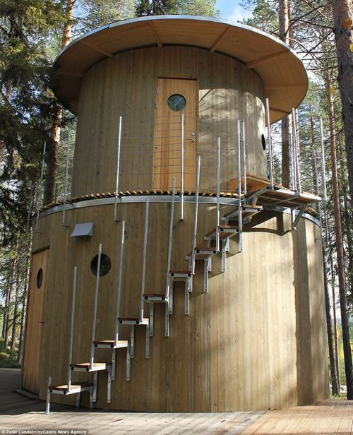 Du khách ở tại khách sạn trên cây có thể sử dụng phòng tắm hơi, bể nước nóng và khu thư giãn được thiết kế đặc biệt.