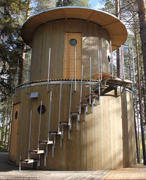 Du khách ở tại khách sạn trên cây có thể sử dụng phòng tắm hơi, bể nước nóng và khu thư giãn được thiết kế đặc biệt.