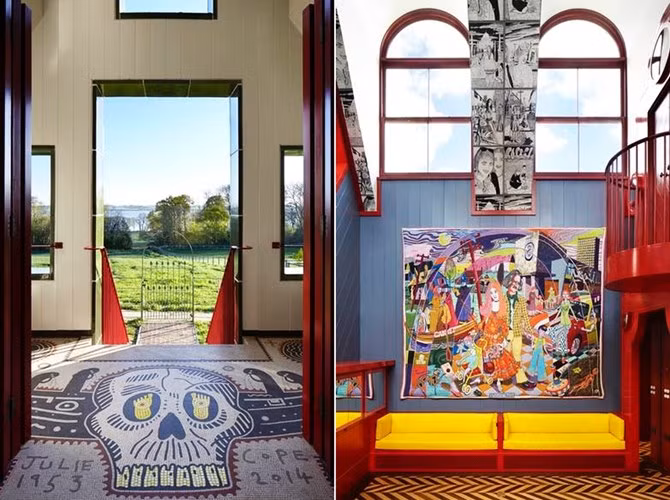 Toàn bộ ngôi nhà được trang trí đầy màu sắc tươi sáng, tạo không gian sống yên bình.