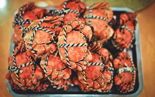 Cua lông: Đây là đặc sản của Thượng Hải và Giang Tô, nổi tiếng với vị ngọt đặc trưng. Thịt cua thường được chấm với dấm gừng.