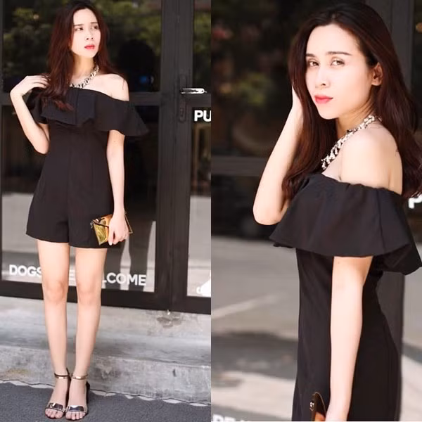 Lưu Hương Giang vẫn chưa hết mê mẩn với trang phục khoe vai trần gợi cảm. Với một bộ jumpsuit (đồ liền) tuyền đen tinh tế, sự xuất hiện của các phụ kiện tông màu ánh kim càng khéo léo khoe trọn vẻ quyến rũ của giám khảo Giọng hát Việt nhí 2015.